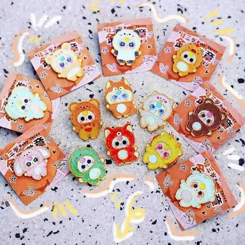 

100% натуральная детская три металлические значки, булавка, слепая сумка, игрушка, фигурка, сумка, аксессуар, Новое поступление, коллекционные подвески, модные игрушки