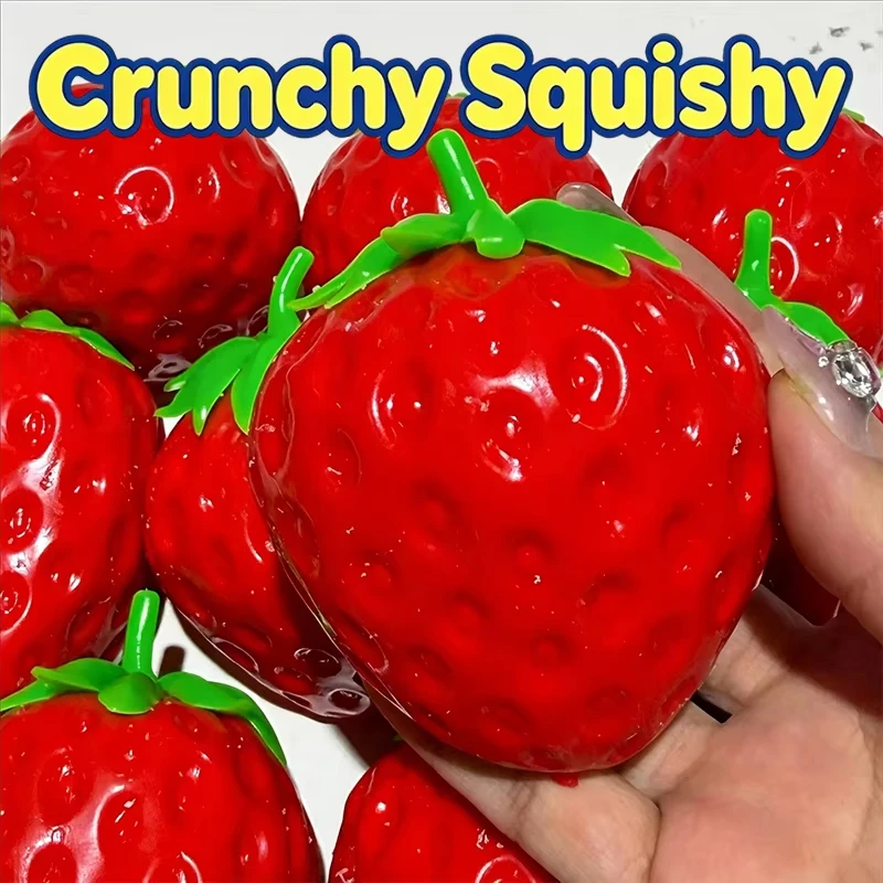 Crisp Strawberry Squishy Toy Building Block Filled ASMR Squeeze Toy Simulation Fruit Model Stress Relief Fidget Toy Desktop