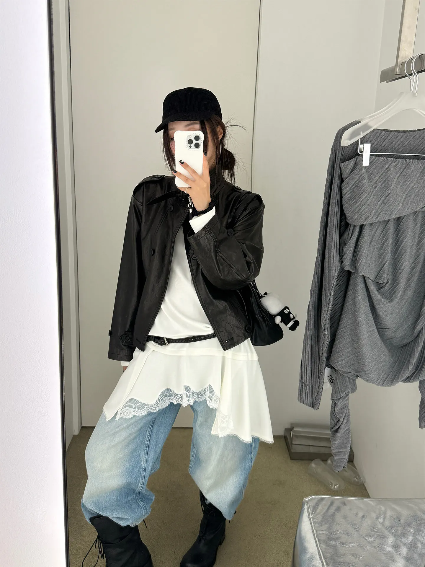 

Casual Loose A-Line T-irt Dr Romantic Lace Patchwork Hem Dr mid High Waist Soft Cotton Blend Long Sve Overhead Dr
