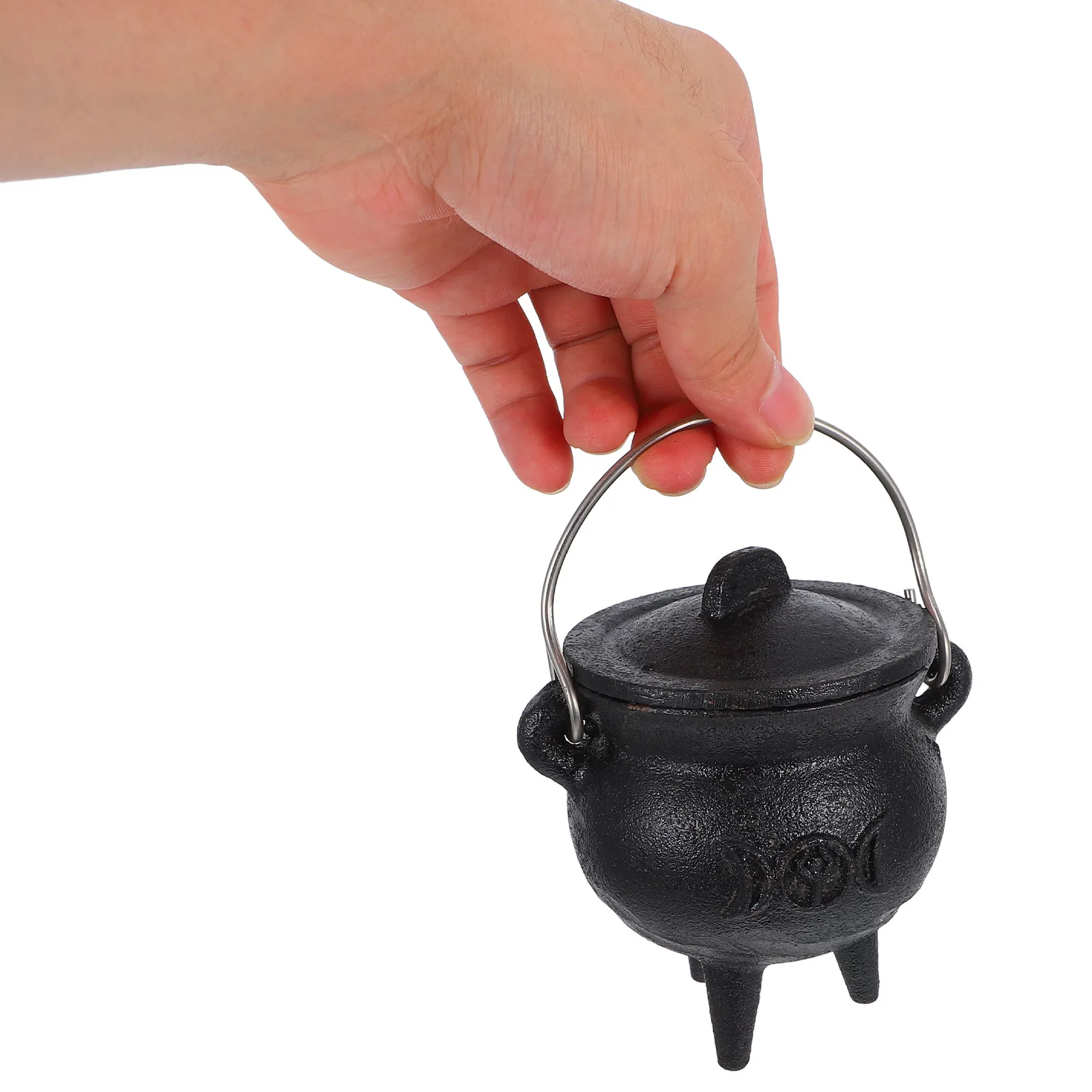 Small Cast Iron Cauldron Witch Pot Decorative Metal Cauldron for Festival Witch Theme Party Indoor Outdoor Spooky Decor Ritual