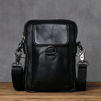 Men's Leather Retro Shoulder Bag Wear Belt Waist Hanging Bag Adjustable Shoulder Strap Crossbody Bag Multi-compartment Phone Bag