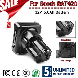 리튬 이온 교체 배터리, 무선 전동 공구, Bosch BAT420 BAT411 BAT412 BAT413 BAT414 10.8V 배터리, 12V, 6000mAh BAT420