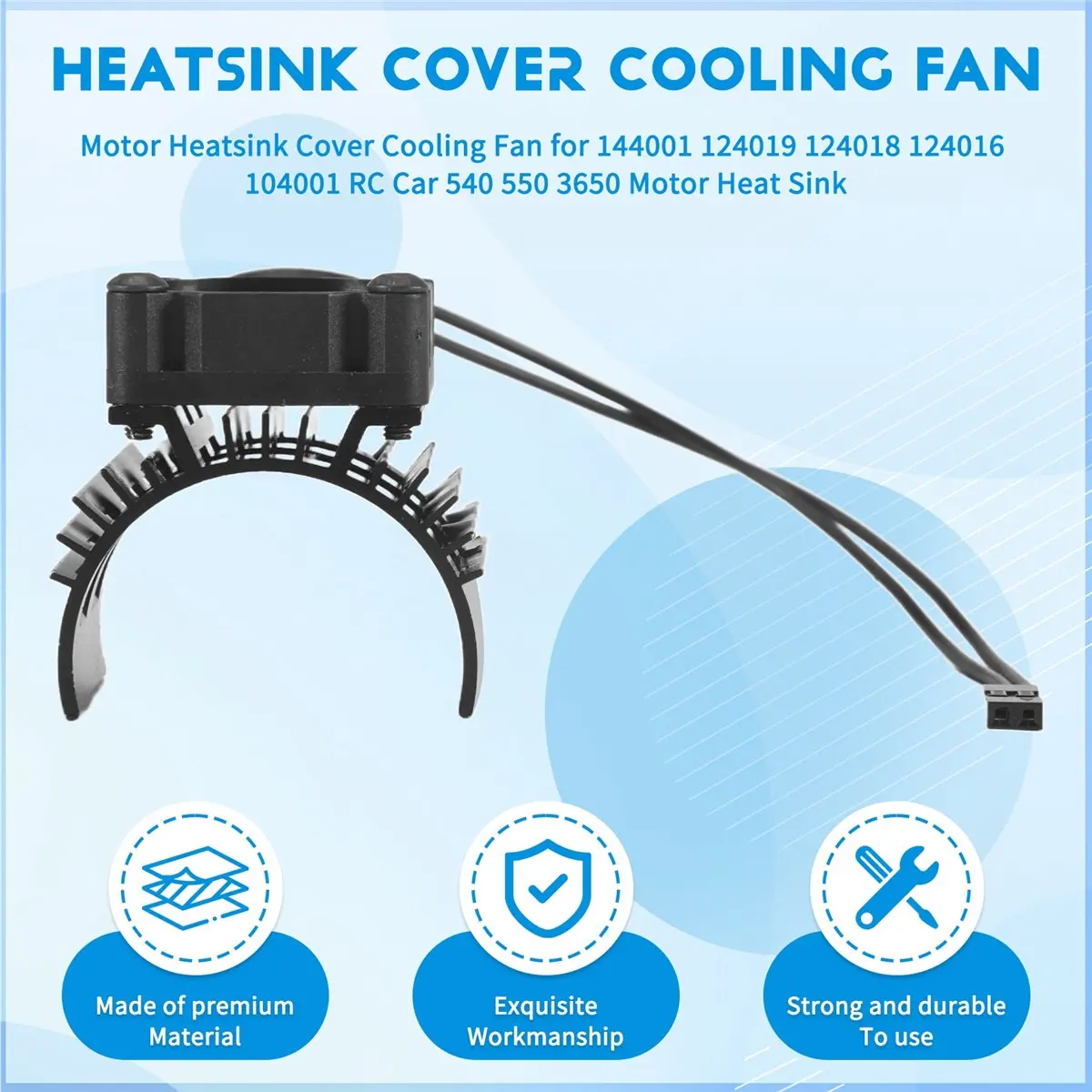 Portable！Motor Heatsink Cover Cooling Fan for 144001 124019 124018 124016 104001 RC Car 540 550 3650 Motor Heat Sink,1