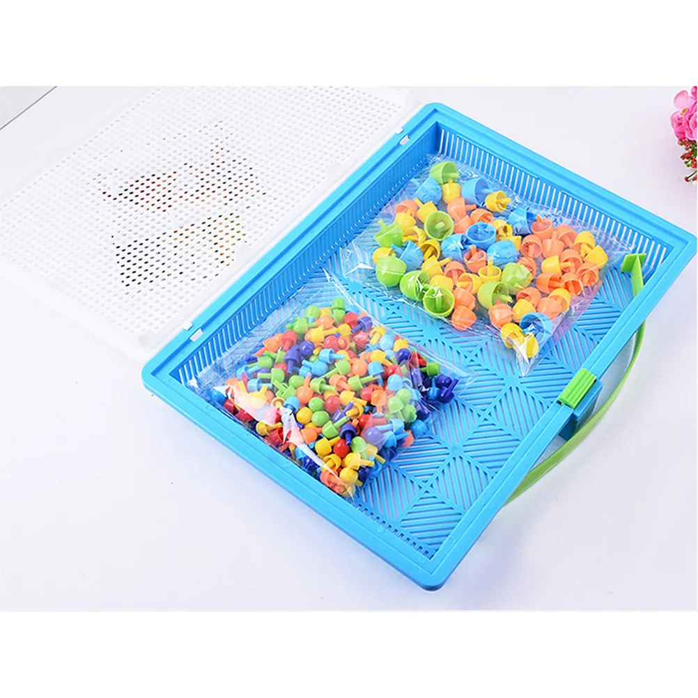 296pcs Creative DIY Desktop Mushroom Nail Puzzle Game Toy Set Early Childhood Educational Toy (Random Color)