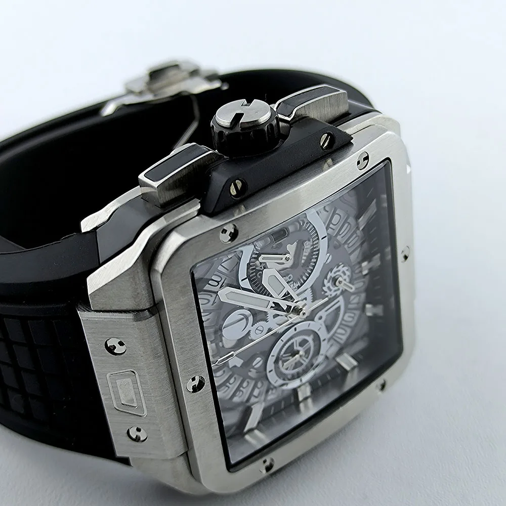 VK63 Quartz movement chronograph  Watch Square watch Green Luminous Folding watch strap for Men's watch fit VK63 quartz movement