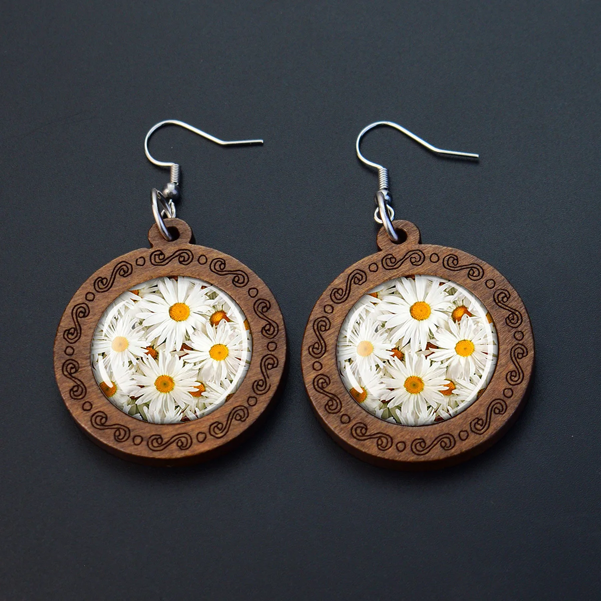 1 คู่ ต่างหูไม้แกะสลักลายดอกเด - Women Accessories Bouquet บทวิจารณ์และราคา