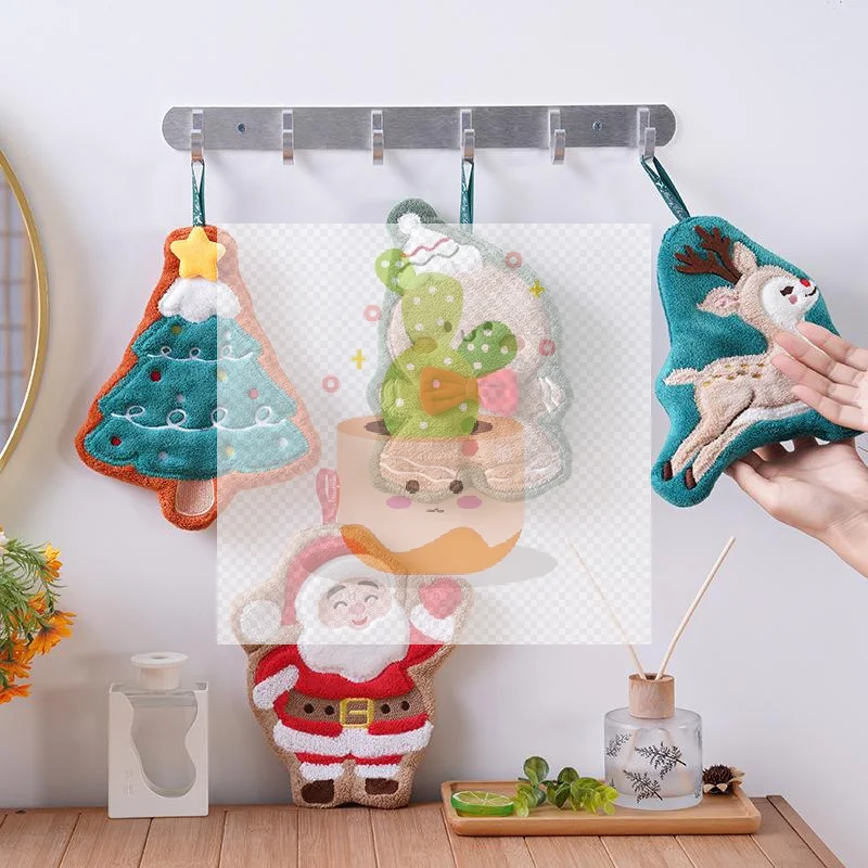 Рождественские полотенца Санта-Клауса из кораллового флиса, водопоглощающие быстросохнущие полотенца для рук, елочный колокольчик, кухня, ванная комната