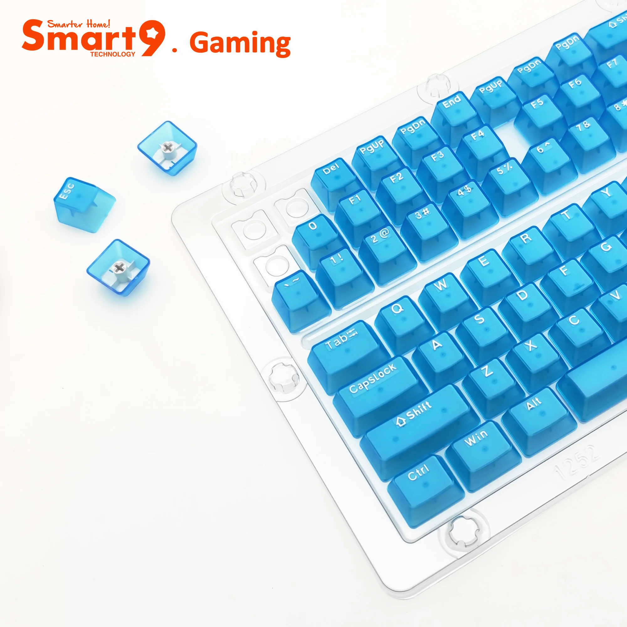

Smart9 PC Material Transparent Keycaps White Letters OEM Profile Pudding Type in Different Colors for Mechanical Keyboards