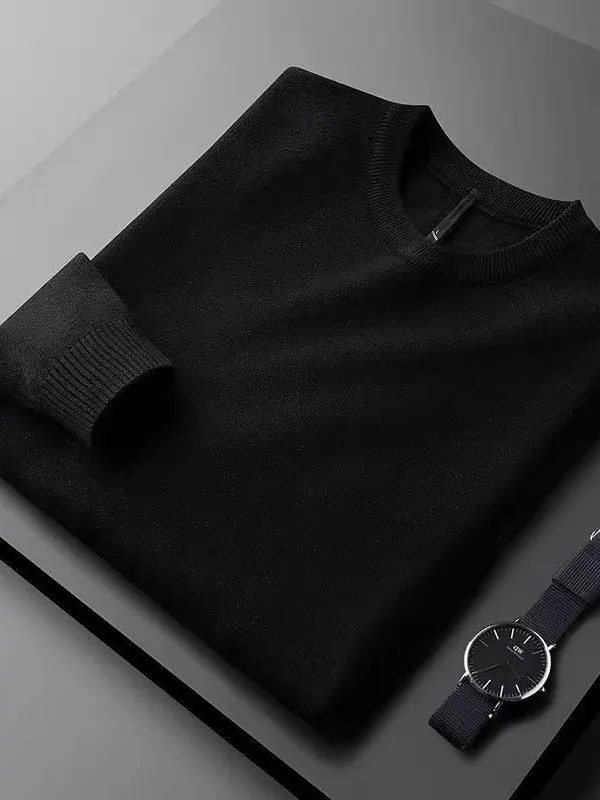 

Мужской теплый вязаный свитер, повседневный круглый базовый слой, irt Busin, облегающий однотонный свитер, осень-зима Faion Ci Sle