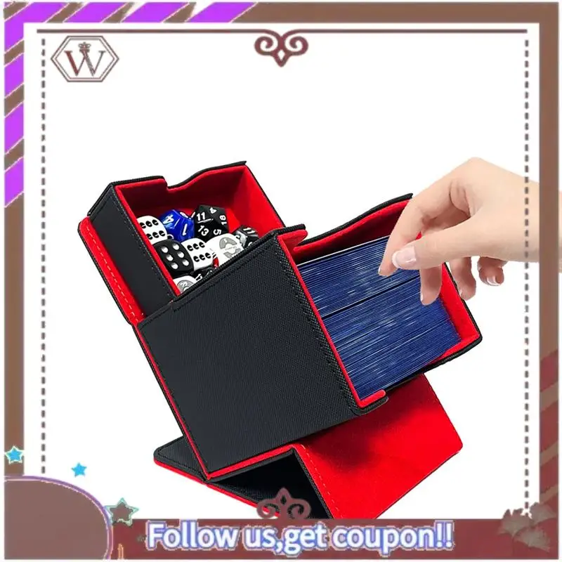 ABBG-カード収納ボックス ダイストレイ付き グッズカードケース ゲームスリーブカード収集用 耐久性のある ブラック + グレー
