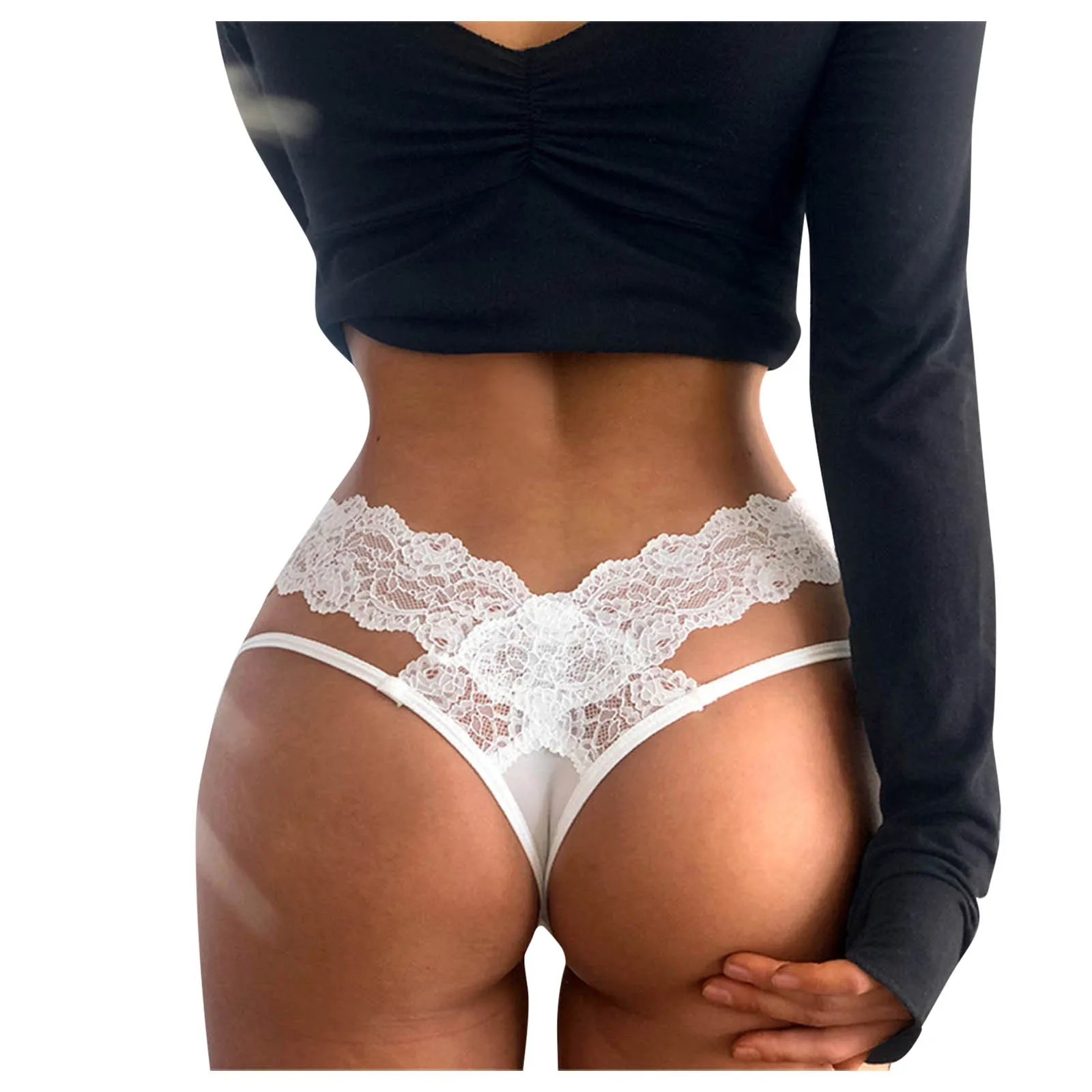 Women Sexy Lingerie Erotic Open Crotch Panties Lace Transparent Crotchless Underwear Underpants Lace Sexy G-String Exotic Pants