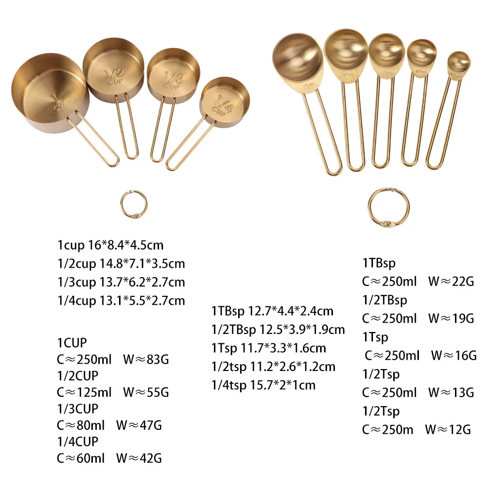 Baking Tool Stainless Steel Measuring Spoon Gold with Scale Measuring Cups Rust-proof Coffee Scale Spoon Seasoning