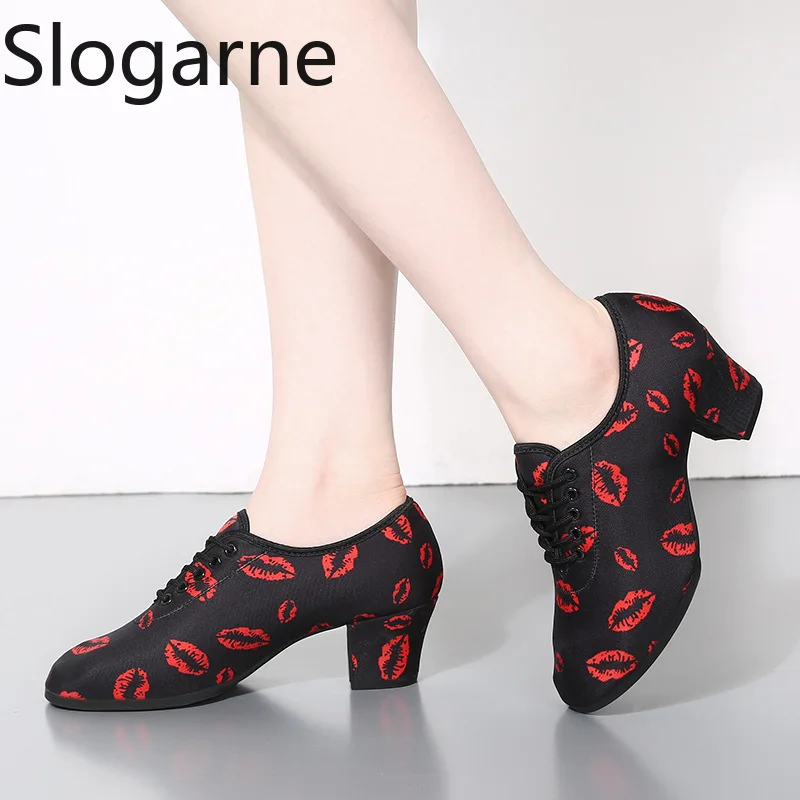 

Women Soft Dance Shoes Female Summer Canvas Latin Shoes Girls Ballroom Dancing Modern Tango Jazz Performance Practise Salsa Shoe