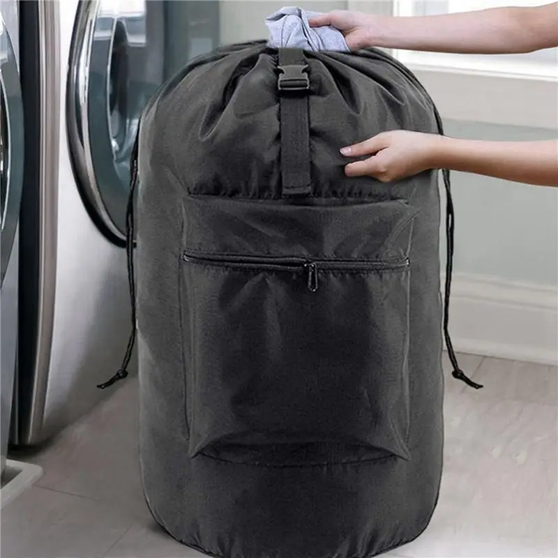 NEW-5X Laundry Basket Backpack Waterproof Clothes Laundry Basket Large Capacity University Dormitory Laundry Bag