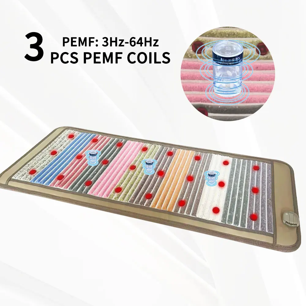 PEMF الفوتون كريستال مرتبة تدليك الطاقة 12 لون تدليك الحجر الساخن العلاج حصيرة المجال المغناطيسي موجة فائقة تخفيف آلام الظهر