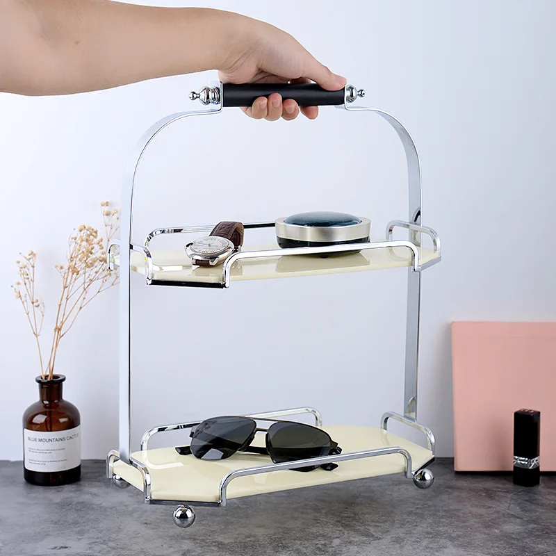 

Acrylic Double Layer Shelf, INS Style Cosmetic Organizer for Vanity, Desktop Bathroom Storage Rack for Skincare & Toiletries