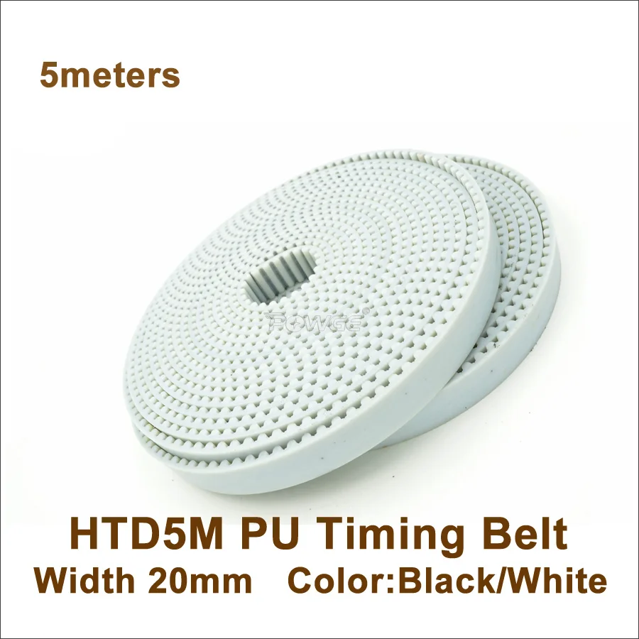 POWGE 5meters 5M Synchronous Belt Width 20mm 5M PU Open Timing Belt Polyurethane With Steel Core HTD5M Belt 5M-20