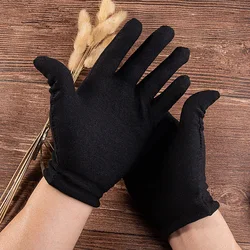 12 Pairs Black White Cotton Gloves Men Women Mittens Hand Gloves Soft Stretchy Gloves for Jewelry Serving Work Household Gloves
