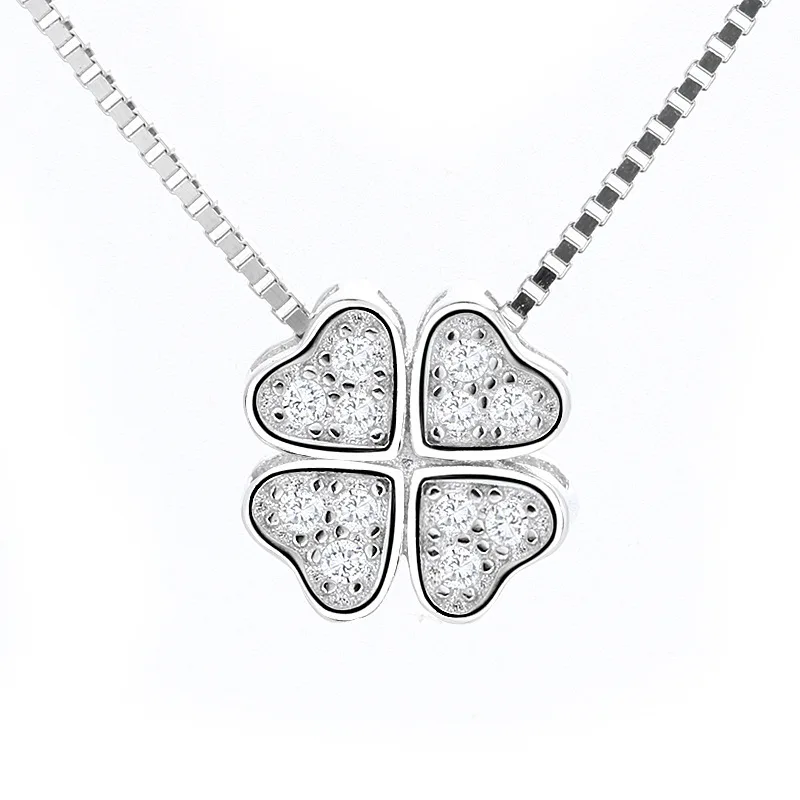 

S925 Женское ожерелье с подвеской в виде клевера, стерлинговое серебро, повседневные ювелирные изделия с цветочным узором