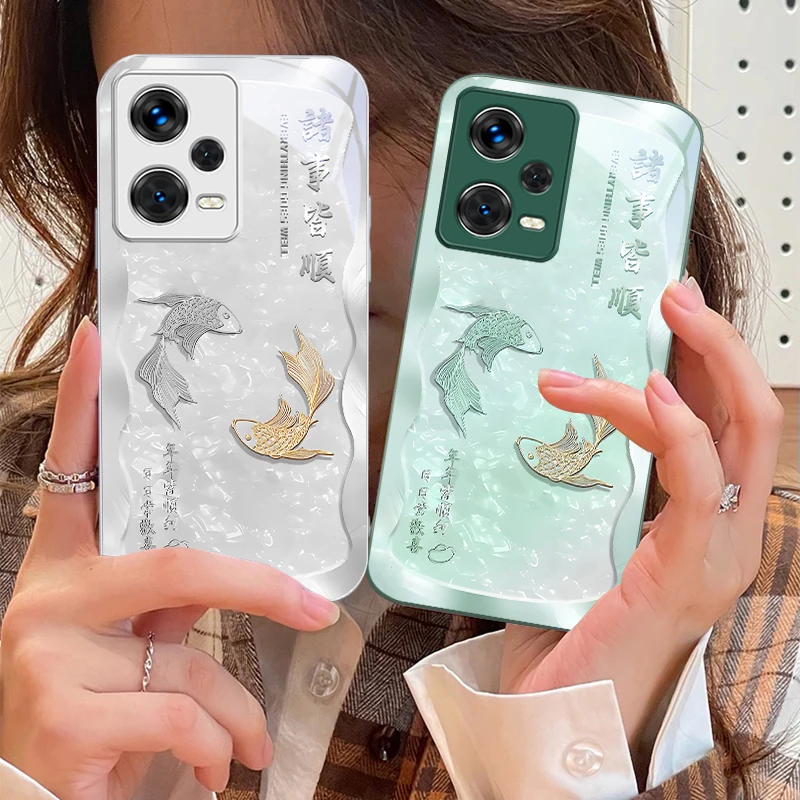 

Good Luck Koi Red For Xiaomi 14 Ultra 13 Lite Redmi Note 13 11 Pro 12 Plus Poco X6 3 Pro F4 6 GT Tempered Glass Phone Case