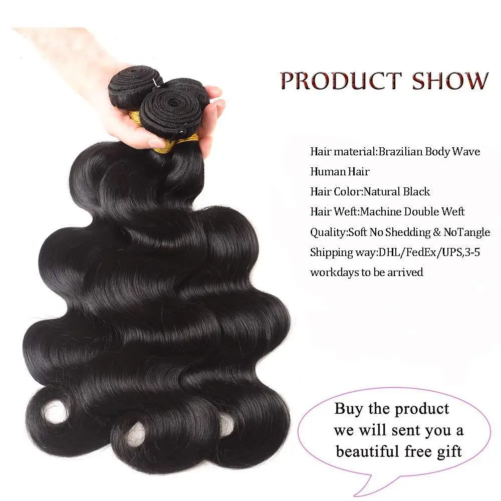 Addbeauty Brazilian Virgin Remy Hair Body Wave Human Hair Bundles With 4x4 5x5 HD Transparent Lace Closure Frontal Natural Color