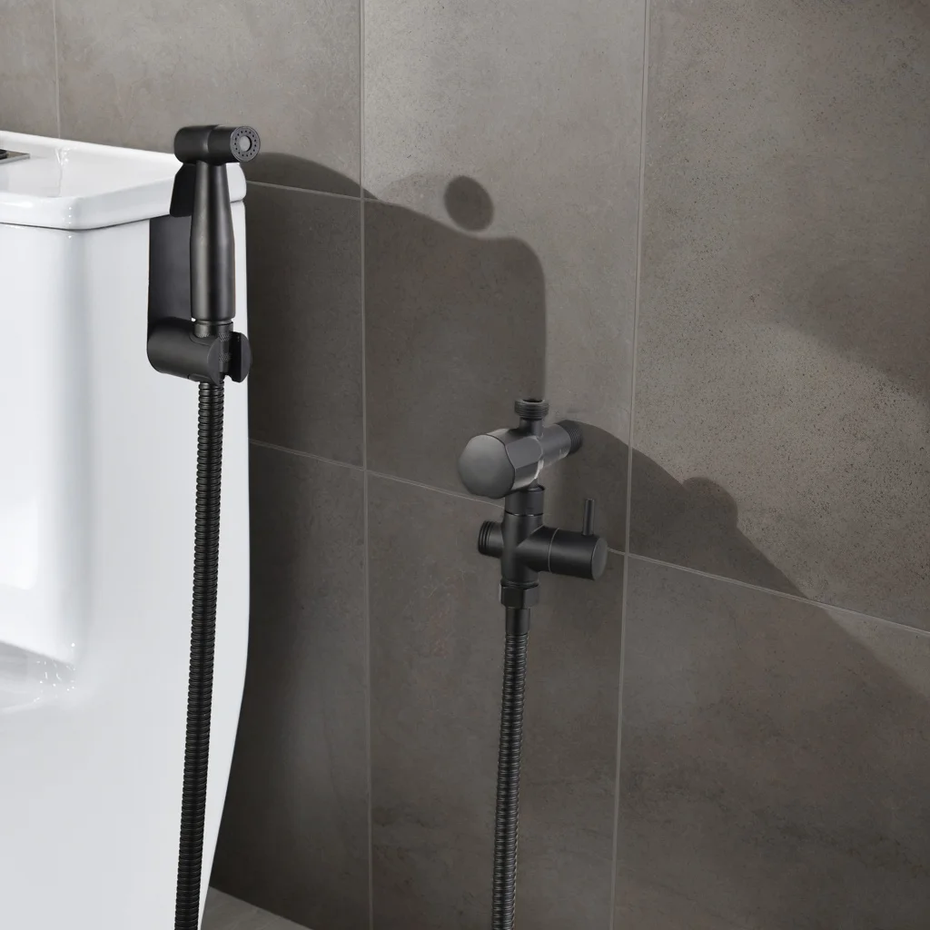 

1 Set of Punch-Free Stainless Steel Toilet Spray Gun Set, Black Four-Piece Set, Modern Bidet Sprayer, Vertical Powerful High-Pressure Spray, Easy to Install, Ready to Use, Suitable for All Bathrooms, Powerful Flushing for Toilets/Pets/Floors