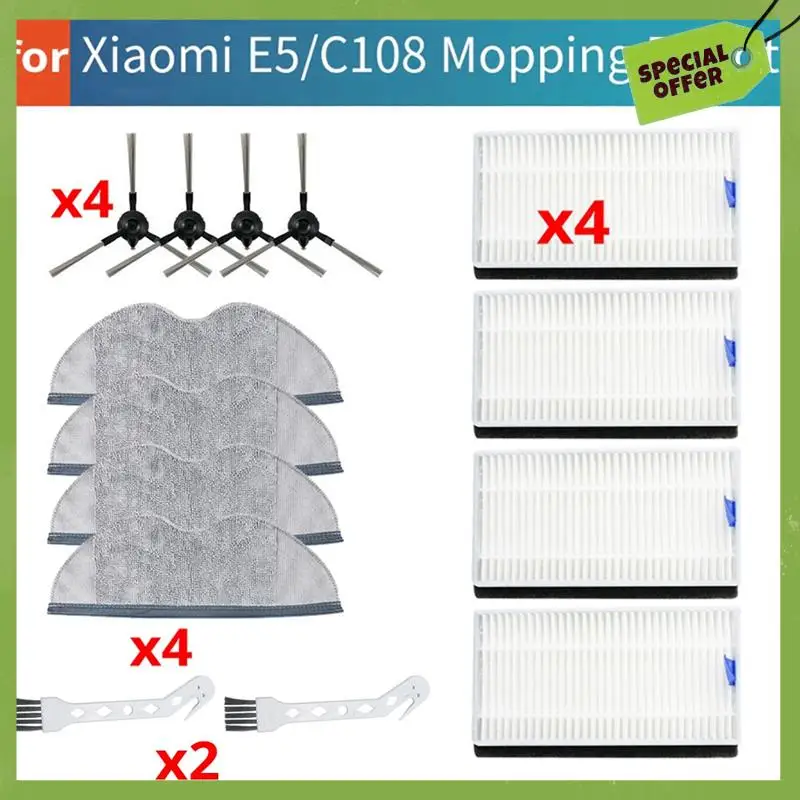 ABGP-Per Xiaomi E5 C108 Robot Spazzare Accessori Panno per Lavaggio Acqua Filtro Spazzola Laterale Parti di Ricambio Spazzola