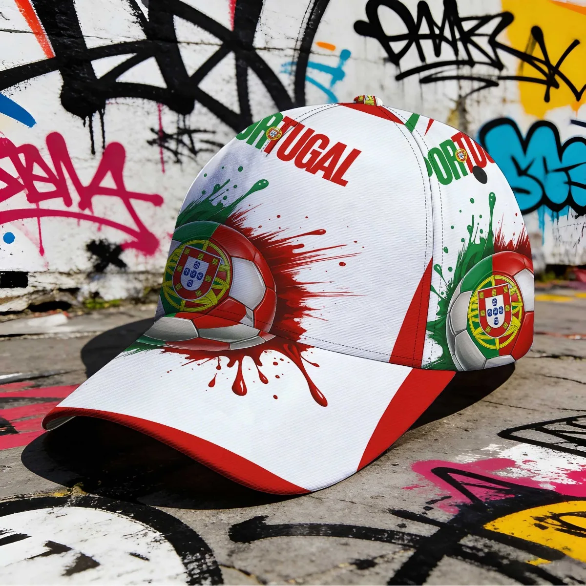 Portugal Soccer Cap with National Flag - Adjustable Snapback Hat, Quick Buckle Closure, Lightweight Suitable
