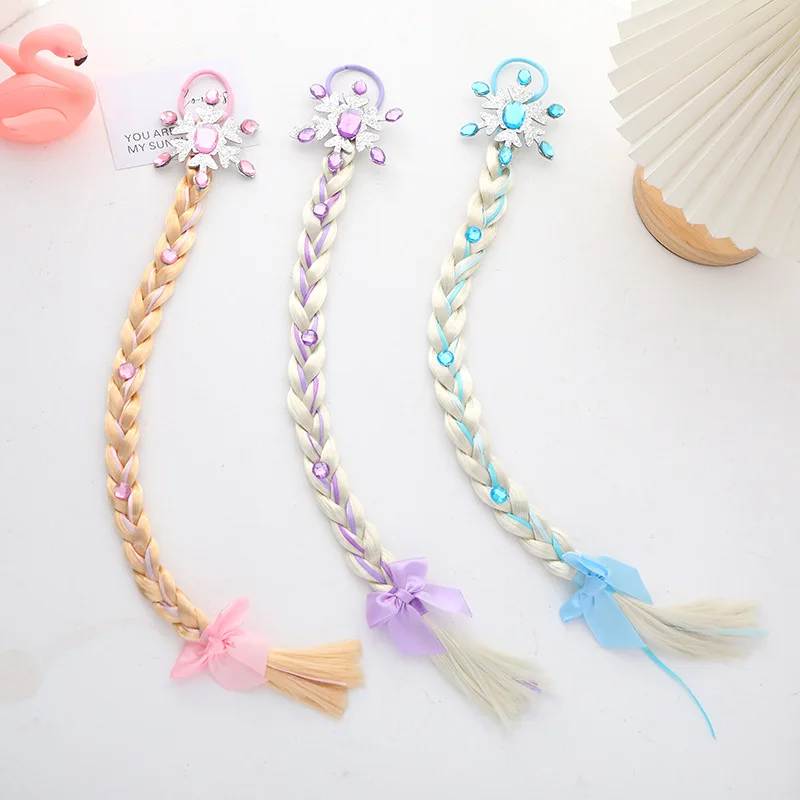 Kids Cosplay Wigs Long Braid Princess Elsa Long Braids Girls Cos Silver Hair Princess Snowflake Flakes Hair Hair Accessories