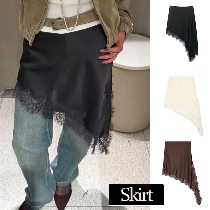 Women's  Asymmetrical Mini Skirt High Waist Zipper Slim Female Skirts 2025 Summer Elegant Holiday Lady Party Skirt Chic Y2k