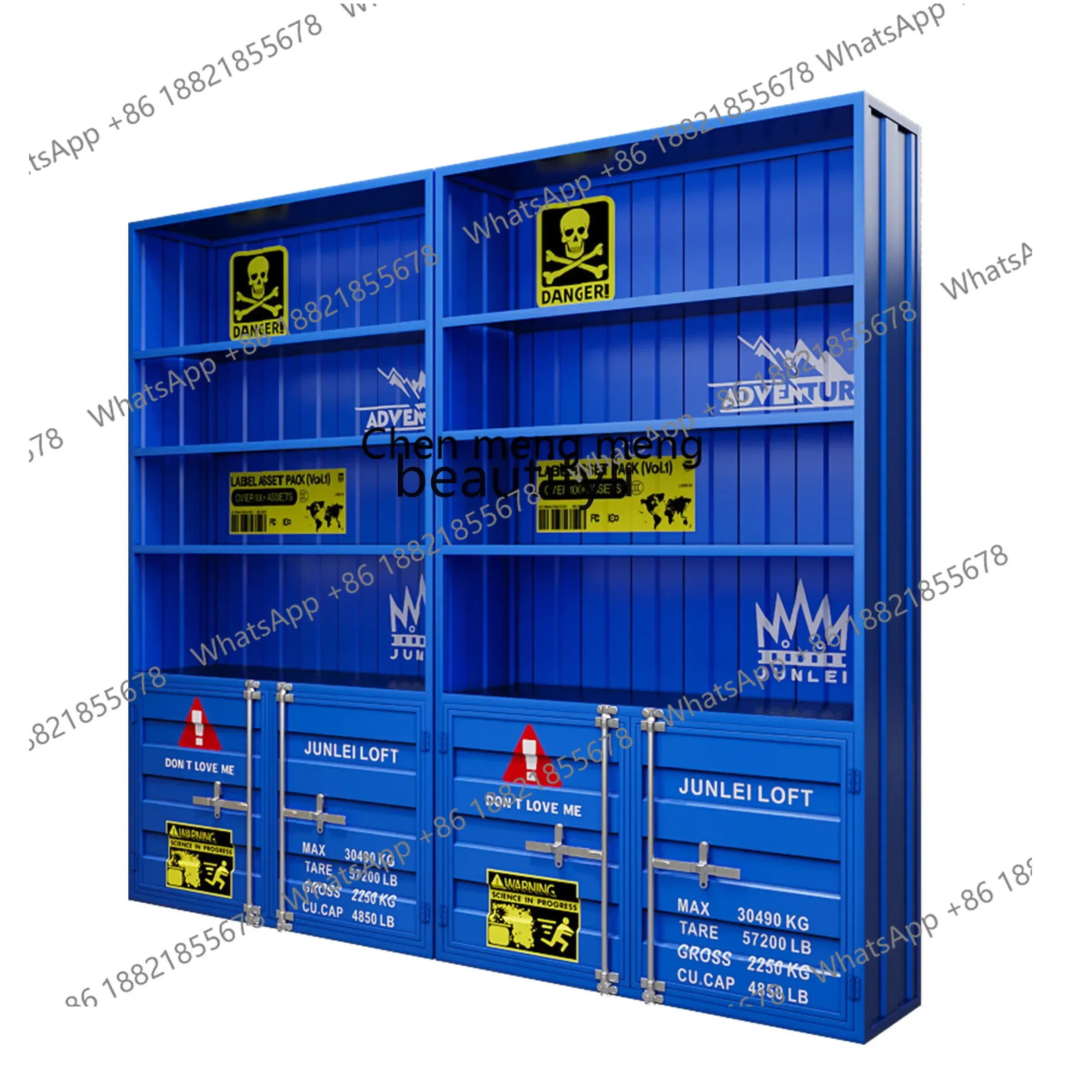 SS new styleDisplay Cabinet Product Display Cabinet Industrial Wind Container Commercial Display Gla Cabinet Shelfss 7486 ss 748