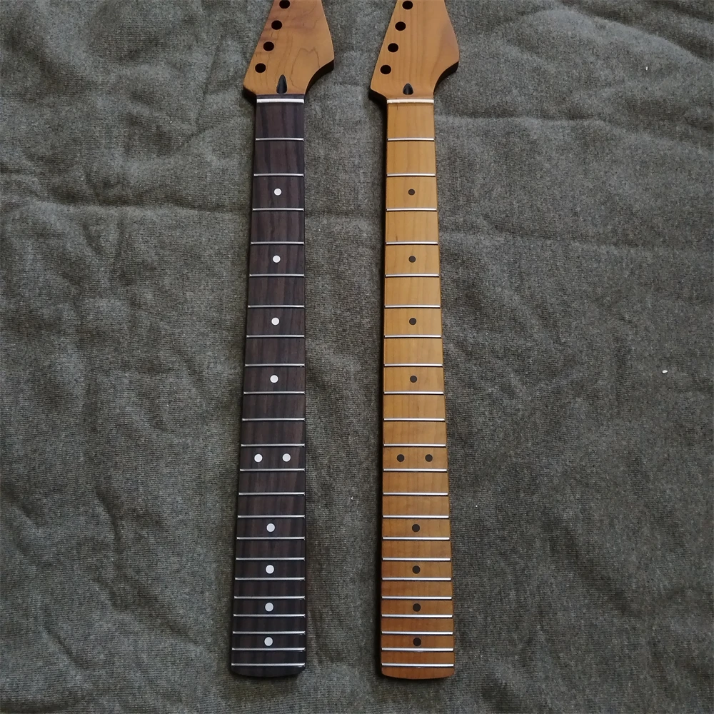 

22 Frets Roast Maple Electric Guitar Neck Maple Rosewood Fretboard 9.5'' Radius Inlay Dots Matte Paint Guitar Parts Accessories