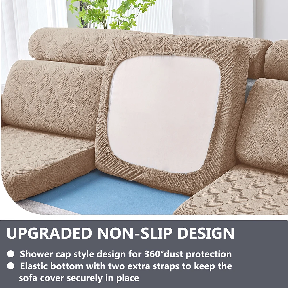 Waterproof Leaf Jacquard Sofa Cover Thick Elastic Sofa Seat Cushion Cover with TPU Film Coating Living Outdoor Chair Covers