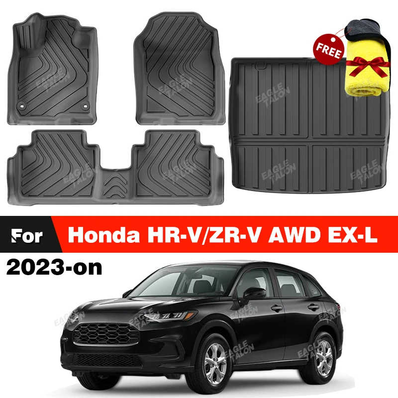 For Honda HR-V/ZR-V AWD EX-L 2023-on 2024 All-Weather TPE Floor Mat Trunk Mat Carpet Cover Automotive Interior Accessories