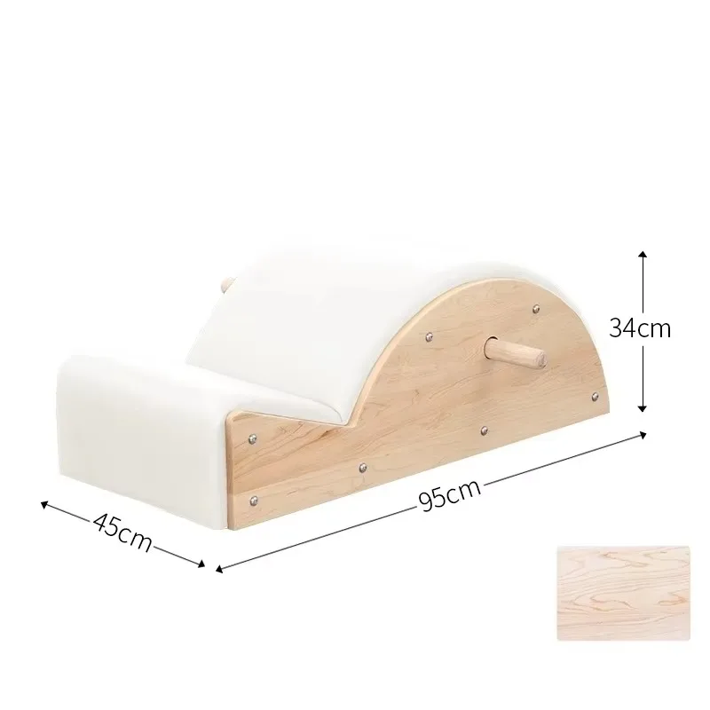 

YTYIN Oak Rubber Wood Spine Corrector Soft Leather Sponge Padded Pilates Spine Corrector