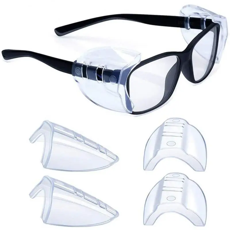 Pairs Splash Proof Safety Eye Glasses Side Clear Flexible Slip On Protective Shield Fits All Size Eyeglasses