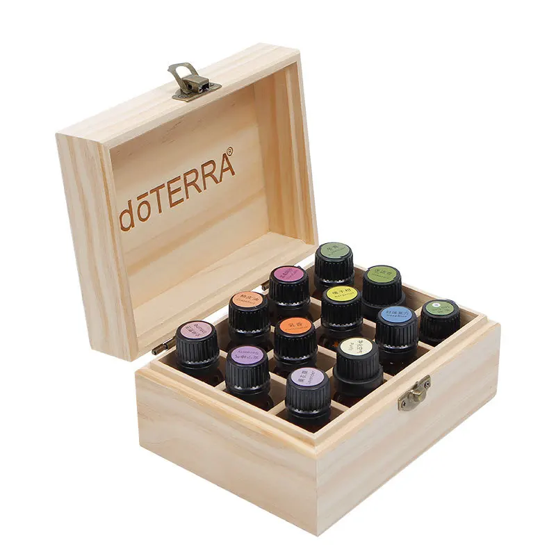 Essential Oil Storage Wooden Box For DoTERRA 12 Compartment Storage Box 15ML 12 Compartment Essential Oil Display Box