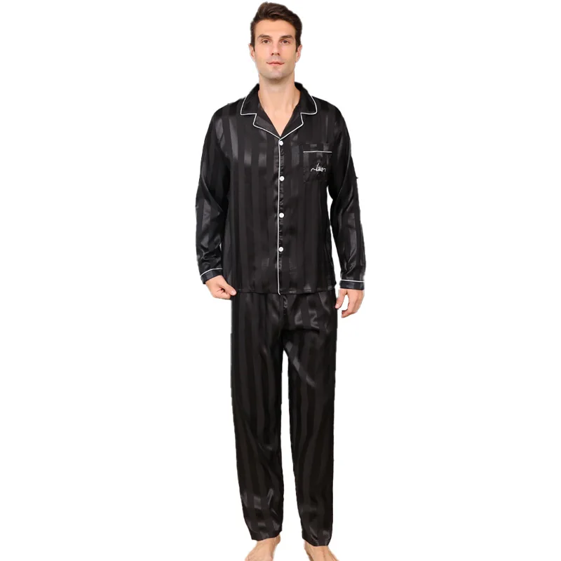 Heren Pyjama Lange Mouwen Zomer Ijs Mooi Huis Kleding Heren Lente En Herfst Casual Dun Vest Kan Slijten Twee Pakken