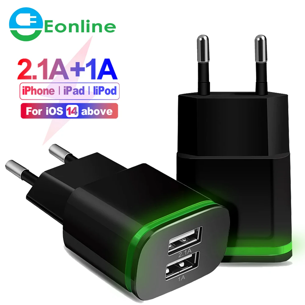 

EONLINE Dual USB Fast Charge Universal LED Light Wall Adapter 3.1A Travel charge Multi Port Charger For HUAWEI iPhone Samsung