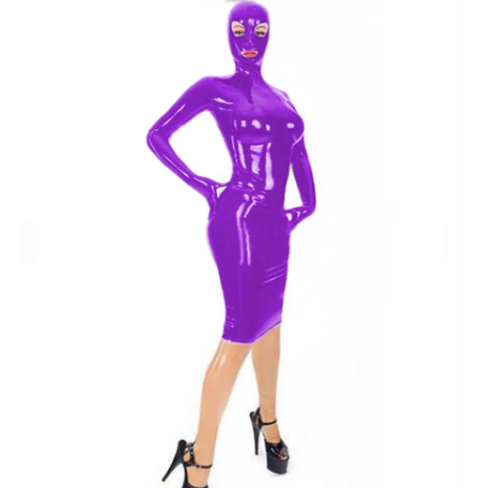 Wet Look PVC Leather Hooded Mini Dress Party Show Halloween Cosplay Costume Women Sexy Sissy Latex Dresses Party Clubwear XS-7XL