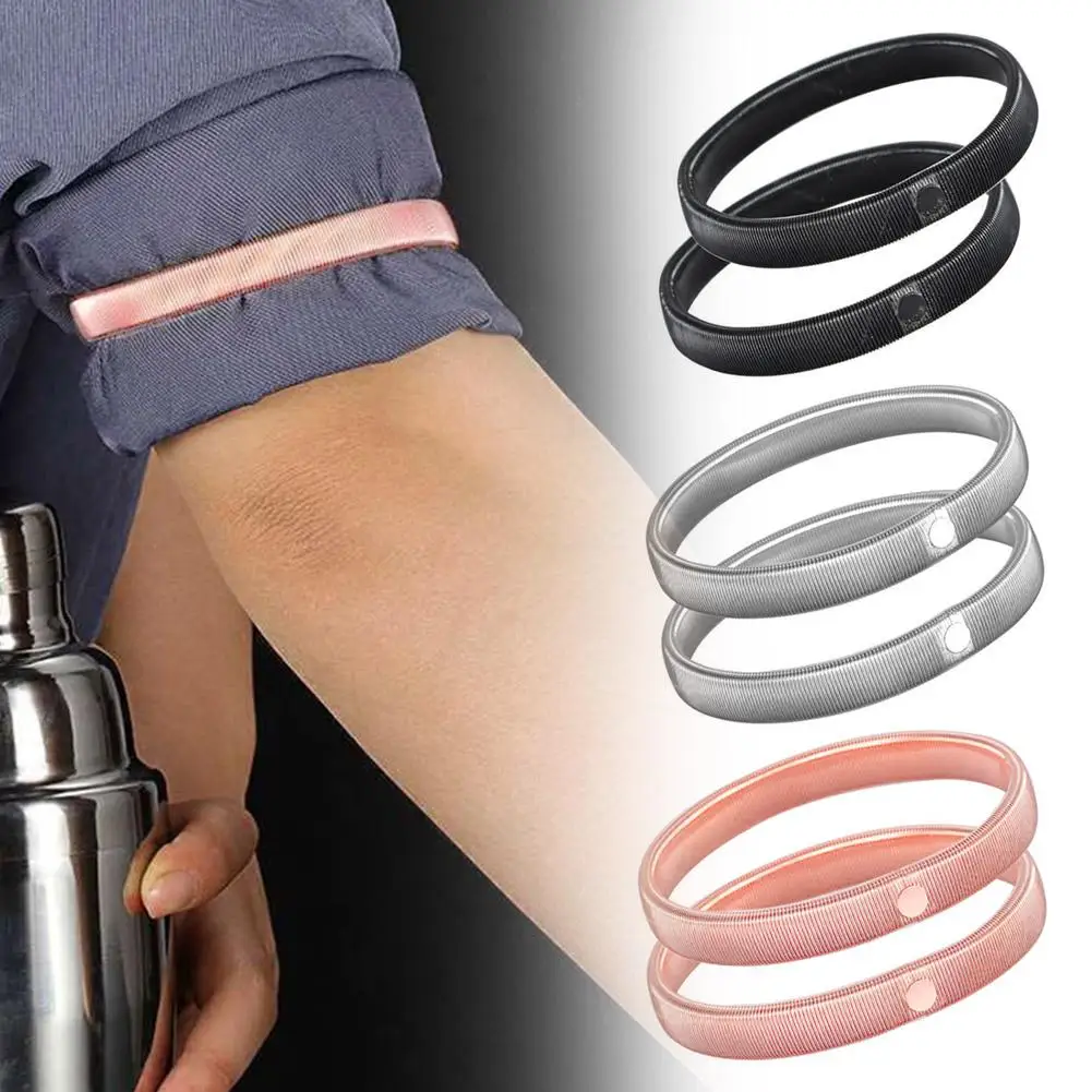 

2pcs/pair Anti-Slip Elastic Shirt Sleeve Holders Metal Armbands Band Stretch Garters for Women Men O7V7