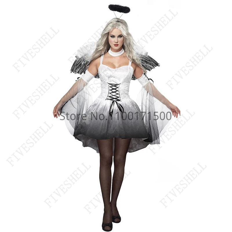 Halloween Costume for Adult Women Sexy Dark Angel Devil Cosplay Costume Carnival Performances Costume Women Vampire Ghost Bride