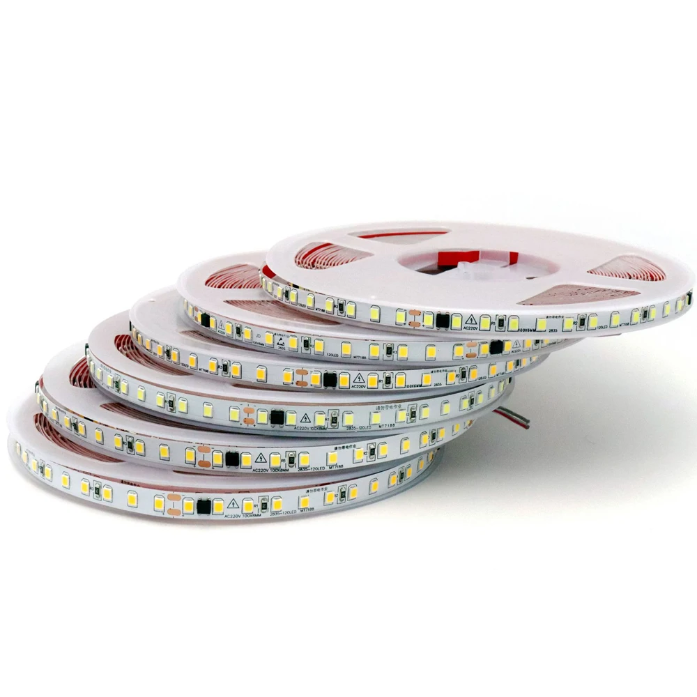 6mm 8mm 10mm 220V Taśma LED 120 240LEDs/M 2825 Elastyczna taśma LED Biała Ciepła biel 4000K 6000K 5M 10M