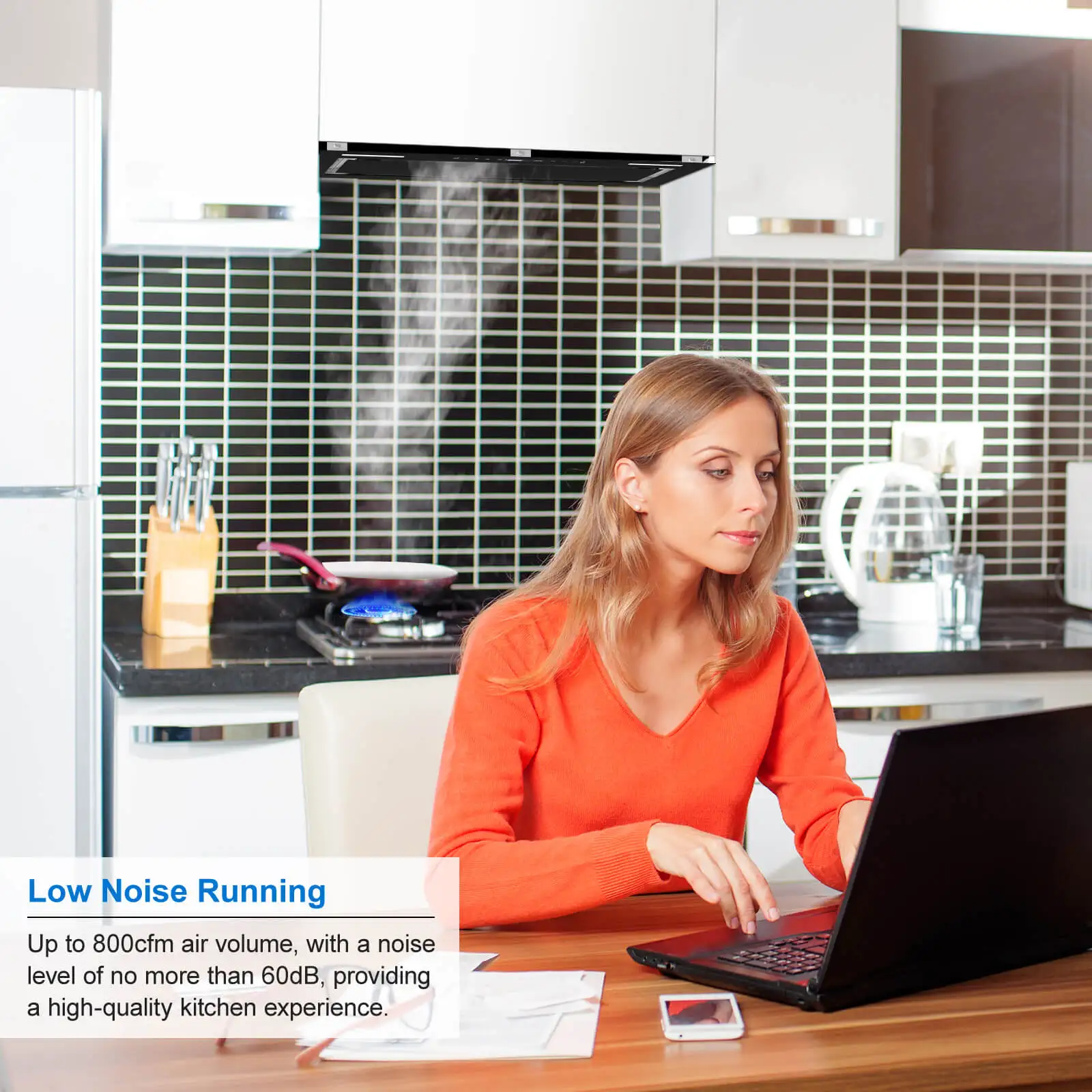 30" Built-In Range Hood 800CFM Glass Vent Hood w/Gesture&Touch Control Mesh Filter Convertible Ducted/Ductless+Dual LED Lights