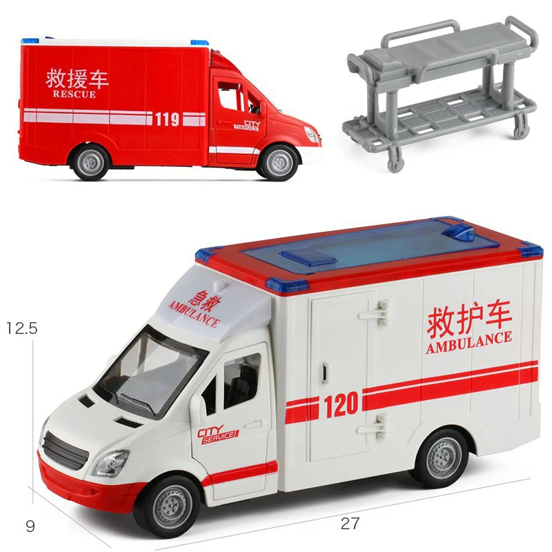 Ambulance Car Toy City Large Fire Truck Model Simulation Sound And Light Engineering Vehicle Collection Children\'s Toy Gifts