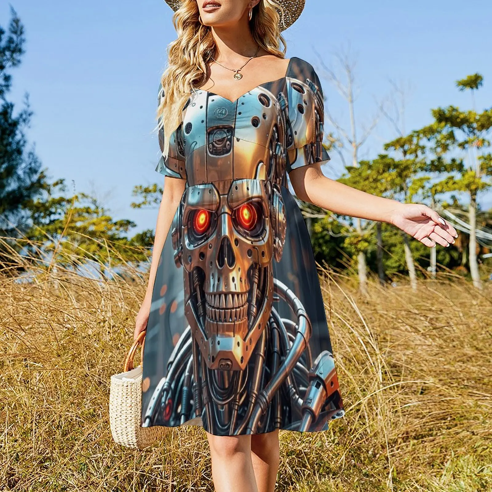 Cool Futuristic Cyborg Killer Robot Short Sleeved Dress dress for women 2025 dresses for prom Dress