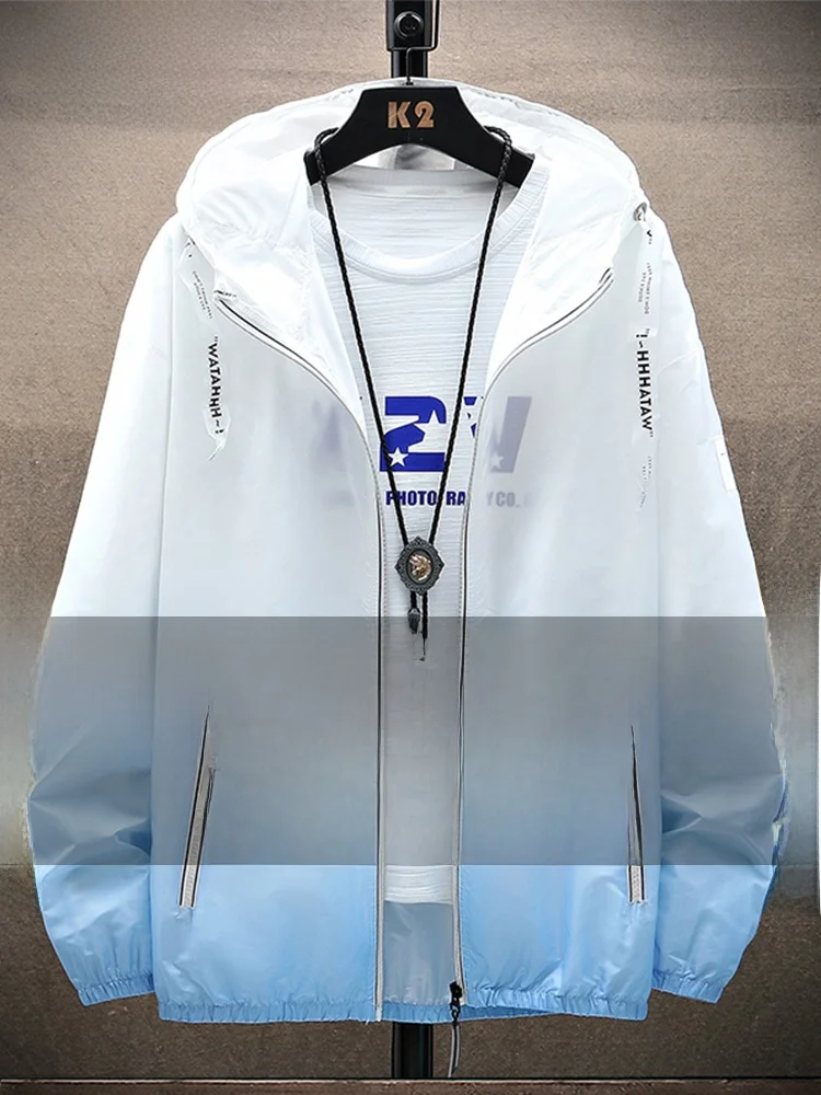 

Мужская легкая дышащая летняя одежда из ледяного шелка для защиты от солнца, тонкая куртка для активного отдыха с защитой от УФ-излучения, свободного кроя...