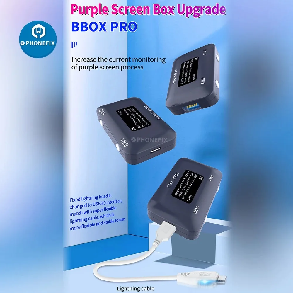 JCID BBOX pro Purple Screen iOS NAND Programmer A7-A13 SYSCFG Read/Write Non-Disassembly OLED Real-Time Current Display