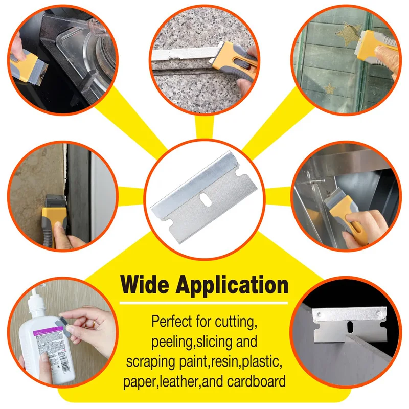50-200PCS Single Edge Razor Blades Car Scraper Replacement Window Glass Paint Scraper Cleaning Tool Labels Sticker Remover