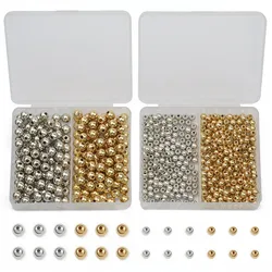 200PCS 4/6MM Round Loose Beads Gold Silver Color CCB Spacer DIY Set Box For Bracelet Necklace Jewelry Making Accessorie